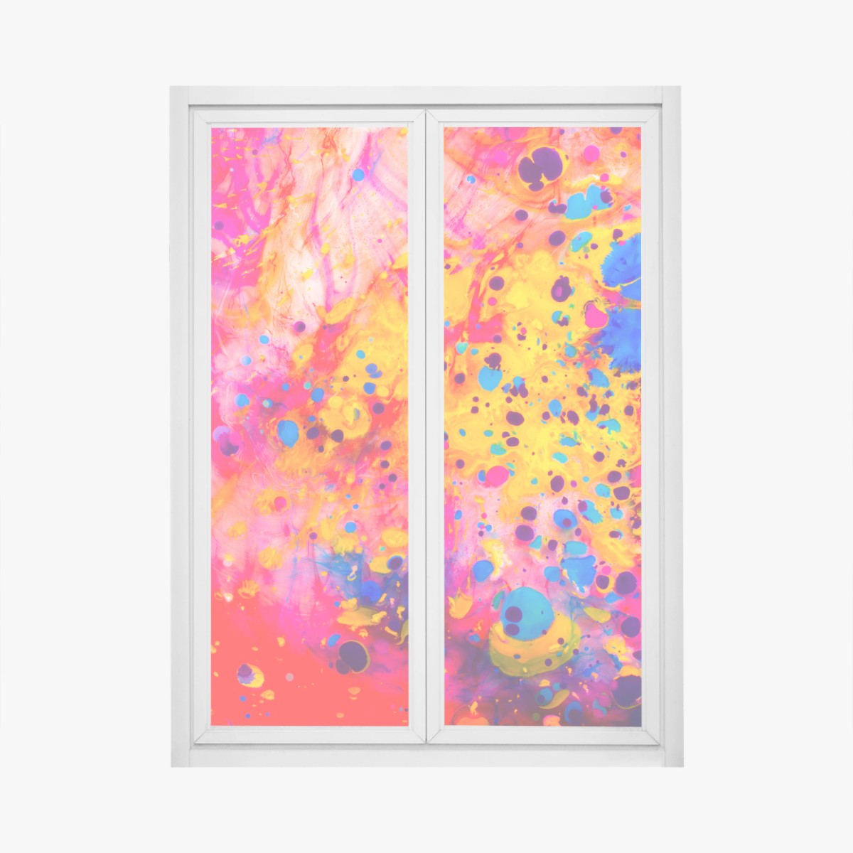 Fensteraufkleber ebru marmorierung abstrakt in lebendigen farben – Wallnifity®