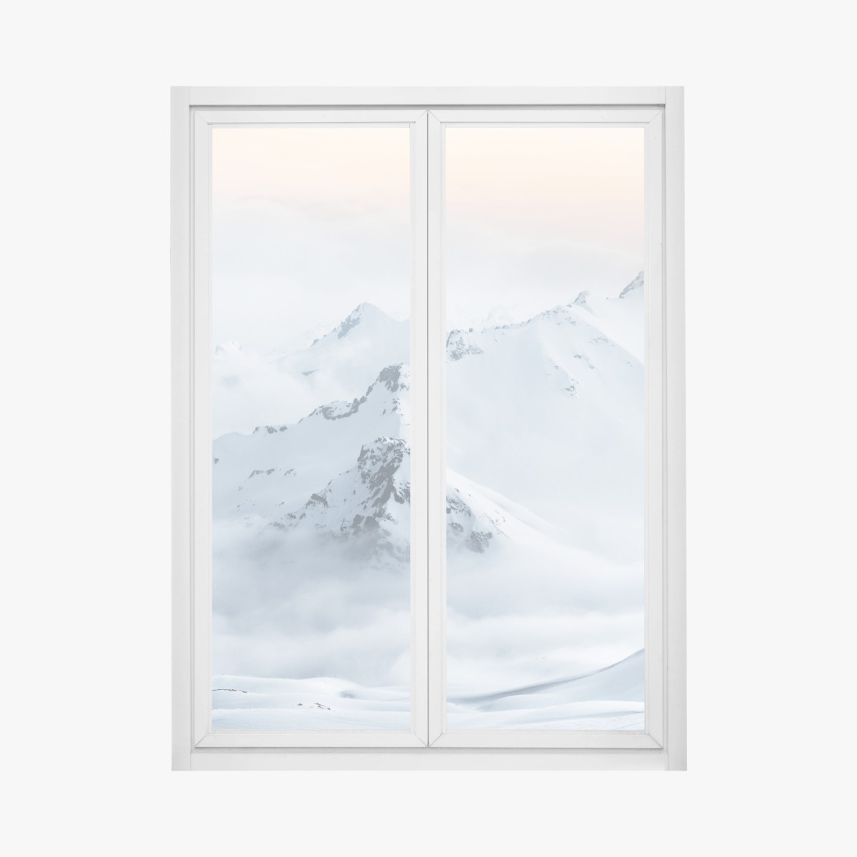 Fensteraufkleber verschneite gipfel des Kaukasus im dämmerlicht – Wallnifity®