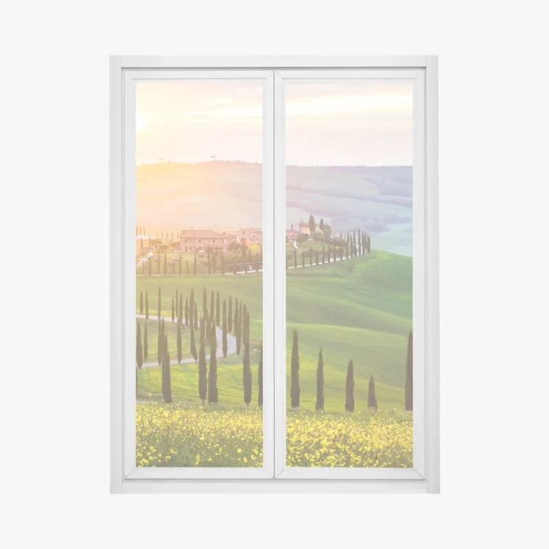 Fensteraufkleber sonnenaufgang am Lago di Braies – Wallnifity®