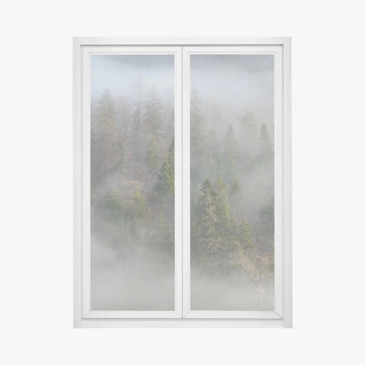 Fensteraufkleber nebliger bergwald – Wallnifity® Fensteraufkleber nebliger bergwald – Wallnifity®