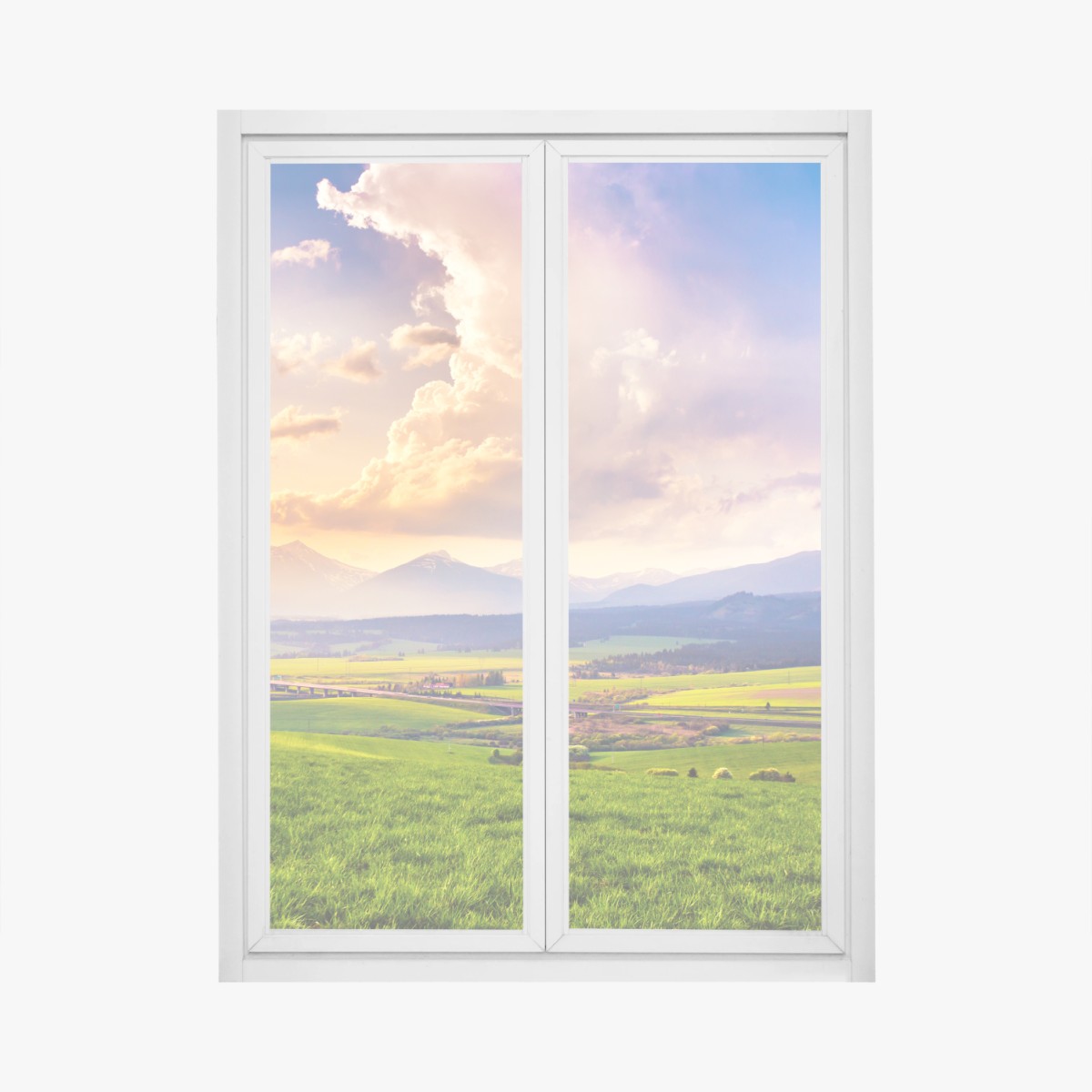 Fensteraufkleber frühlingshafte panoramalandschaft der Tatra, Slowakei – Wallnifity® Fensteraufkleber frühlingshafte panoramalandschaft der Tatra, Slowakei – Wallnifity®