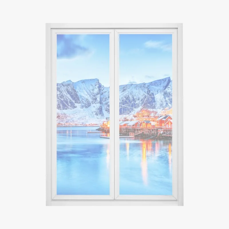 Fensteraufkleber herbstliche berglandschaft mit fluss – Wallnifity®