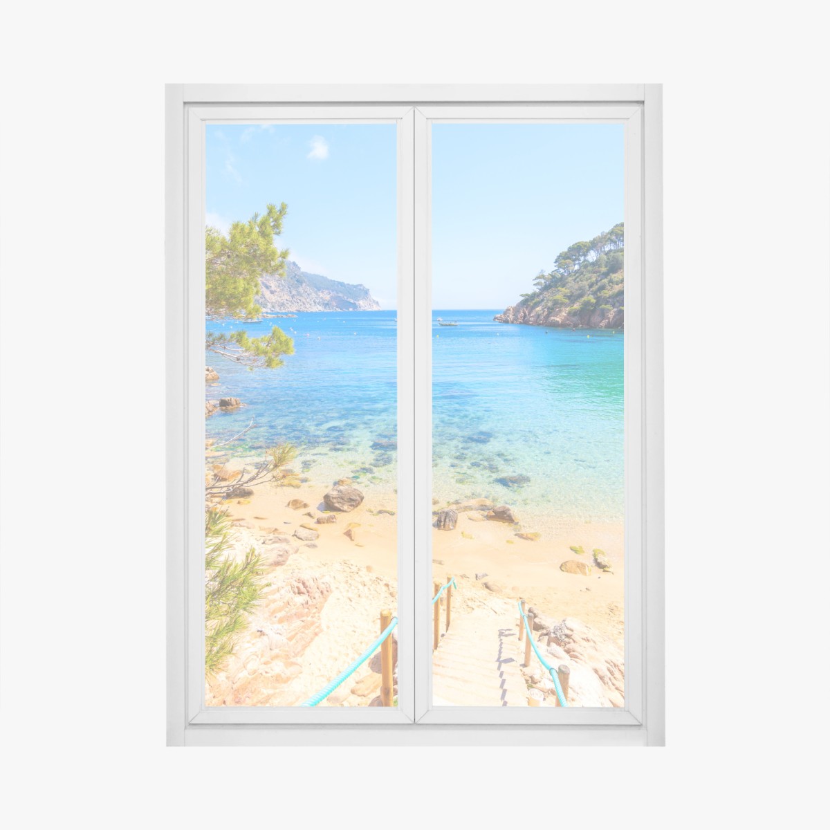 Fensteraufkleber stufen zum strand Aiguablava, Costa Brava – Wallnifity® Fensteraufkleber stufen zum strand Aiguablava, Costa Brava – Wallnifity®