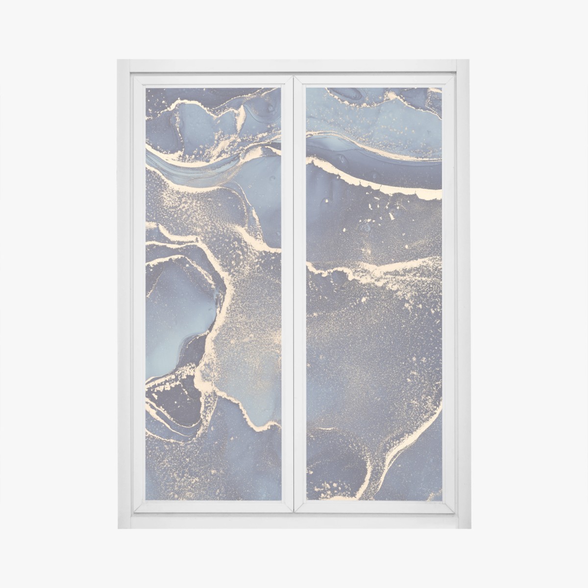 Fensteraufkleber traumhafte abstrakte fließmalerei in blau und gold – Wallnifity®