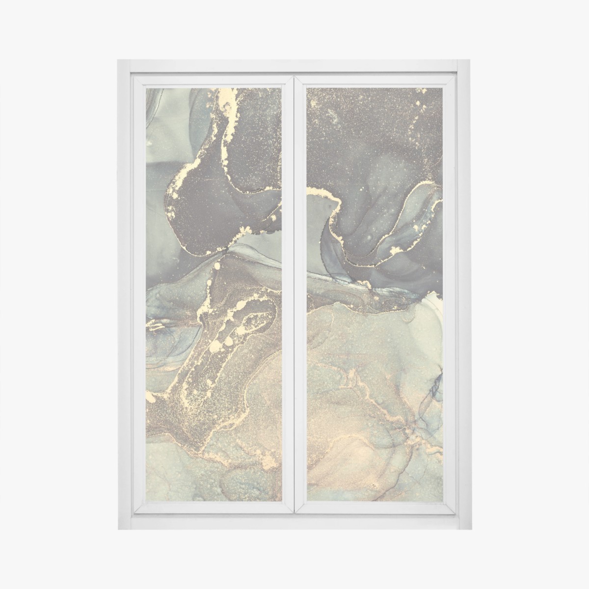 Fensteraufkleber türkis und gold fließende abstraktion – Wallnifity® Fensteraufkleber türkis und gold fließende abstraktion – Wallnifity®