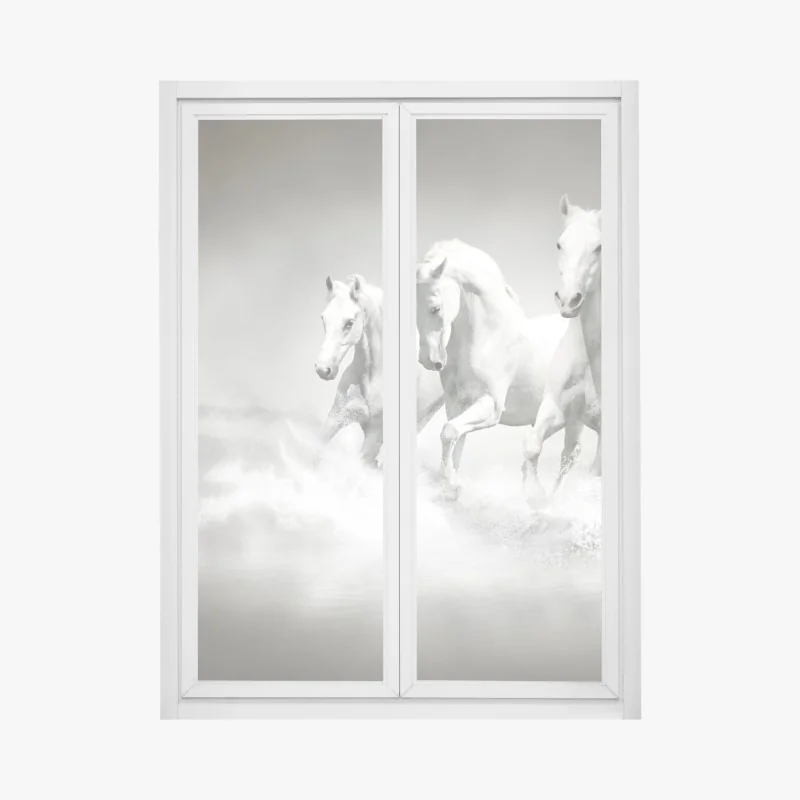 Fensteraufkleber alpine spiegelung: ruhige berglandschaft – Wallnifity®