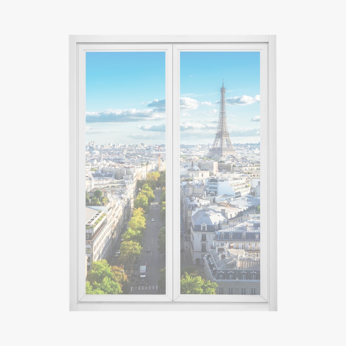 Fensteraufkleber panorama von Paris mit dem Eiffelturm – Wallnifity®