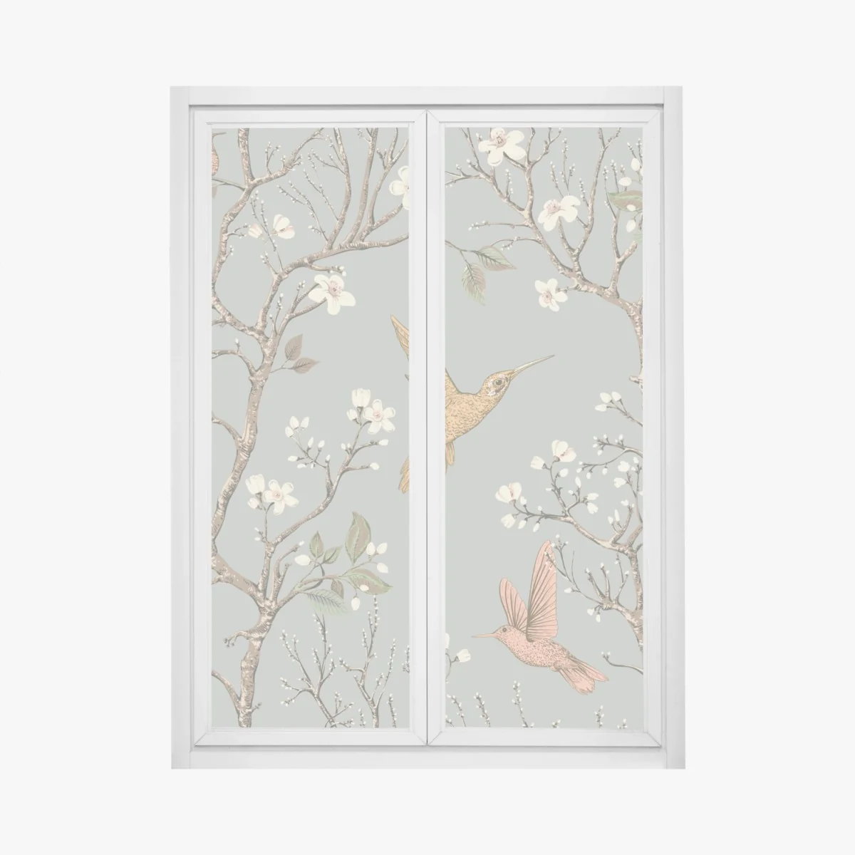 Fensteraufkleber vintage-muster mit kolibris und blüten – Wallnifity® Fensteraufkleber vintage-muster mit kolibris und blüten – Wallnifity®