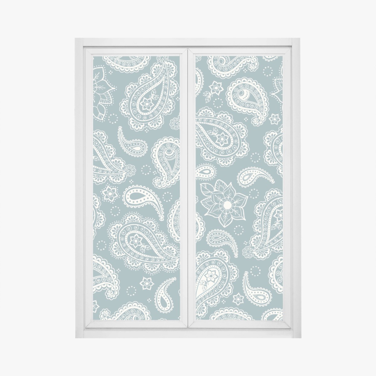 Fensteraufkleber türkis paisley muster mit blumendetails – Wallnifity® Fensteraufkleber türkis paisley muster mit blumendetails – Wallnifity®