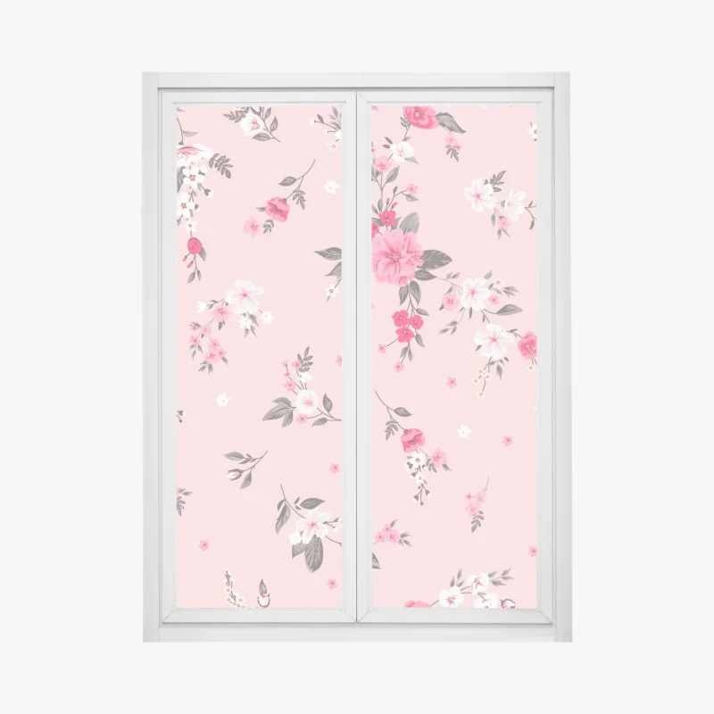 Fensteraufkleber zartes rosa blumenmuster