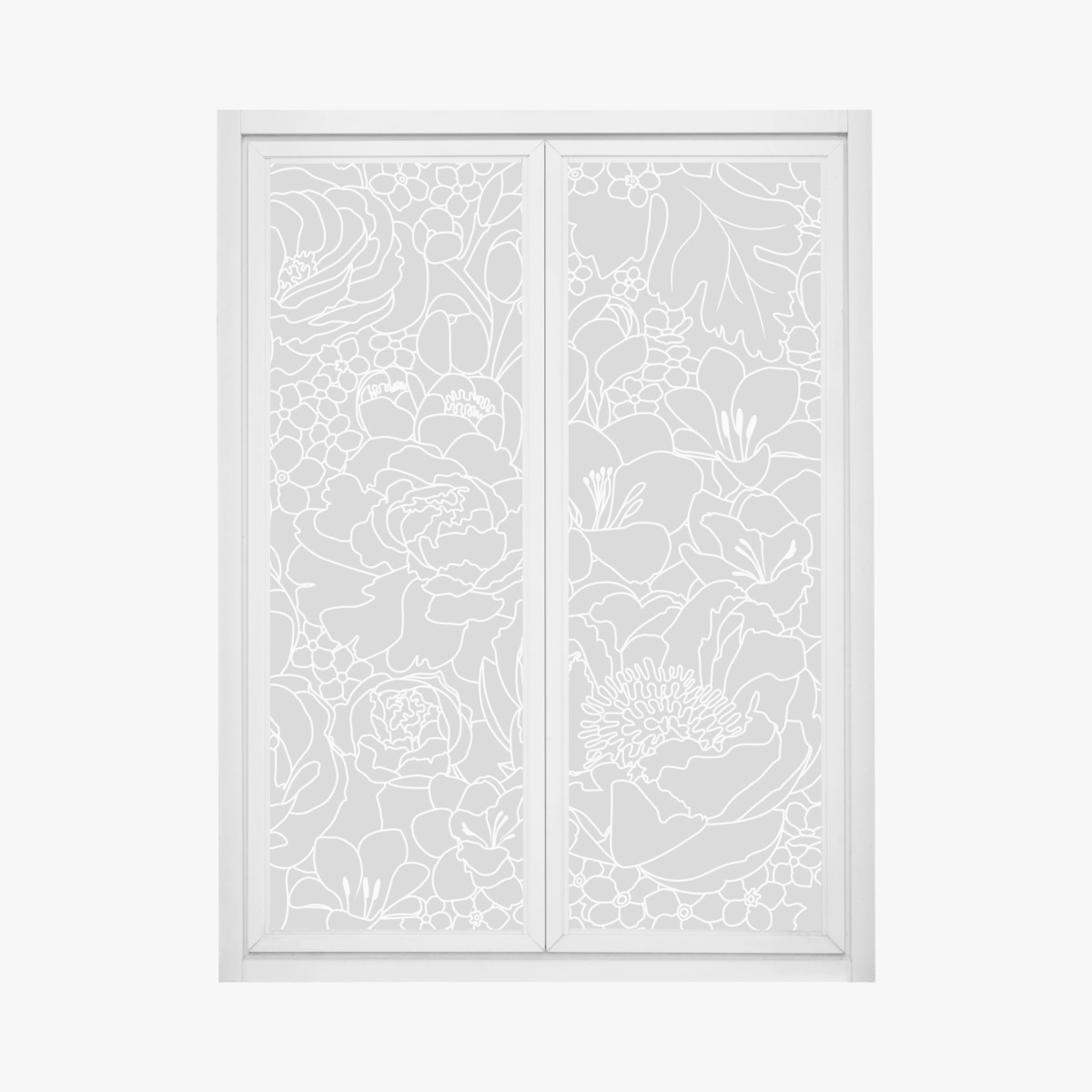 Fensteraufkleber subtiles graues blumenlinienmuster – Wallnifity®
