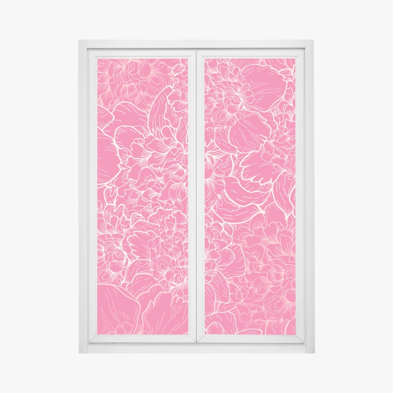 Fensteraufkleber leuchtendes rosa pfingstrosenmuster
