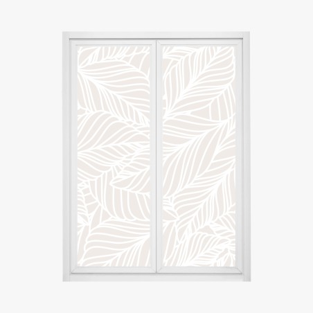 Fensteraufkleber beige botanisches blattmuster – Wallnifity®