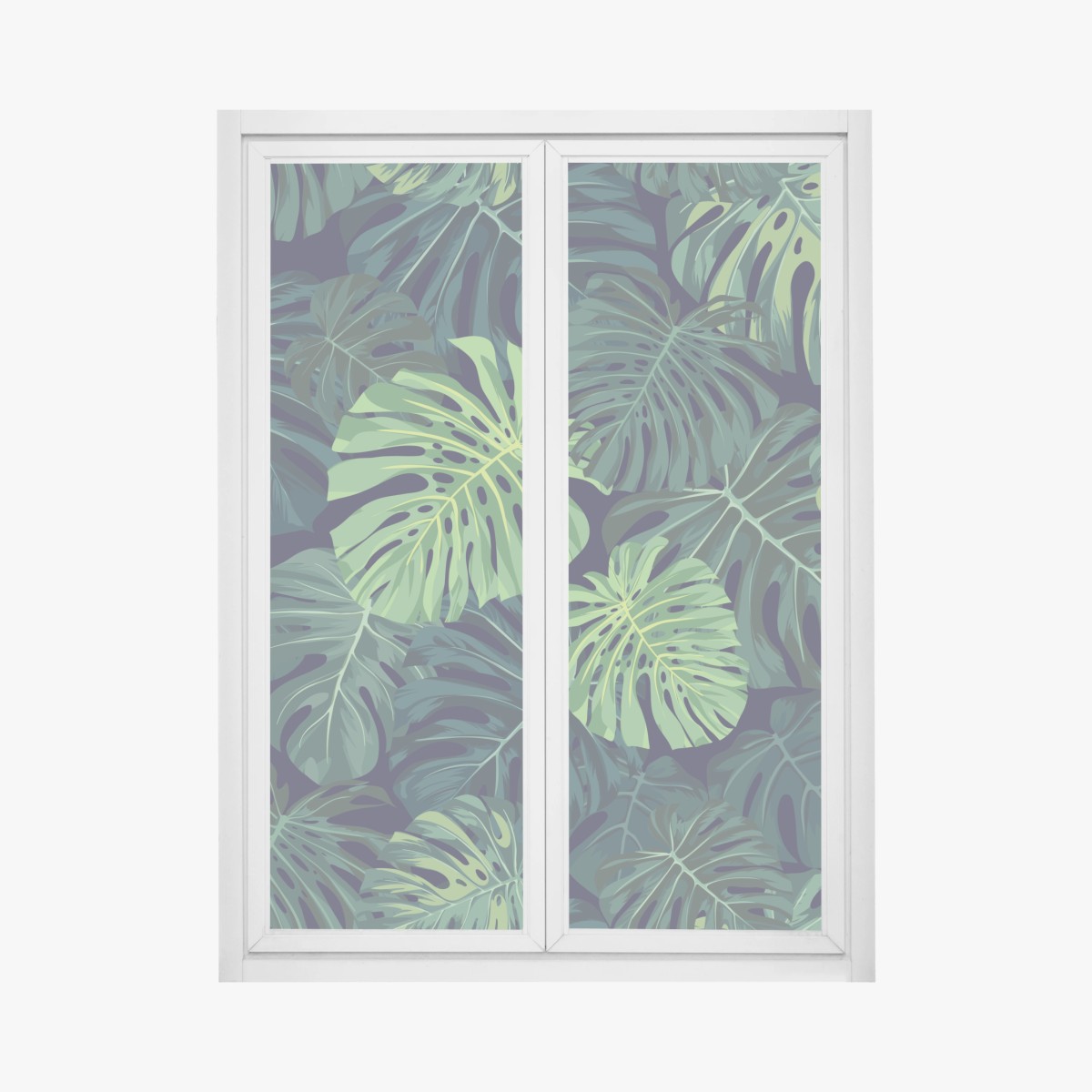 Fensteraufkleber tropisches monstera-blattmuster – Wallnifity® Fensteraufkleber tropisches monstera-blattmuster – Wallnifity®