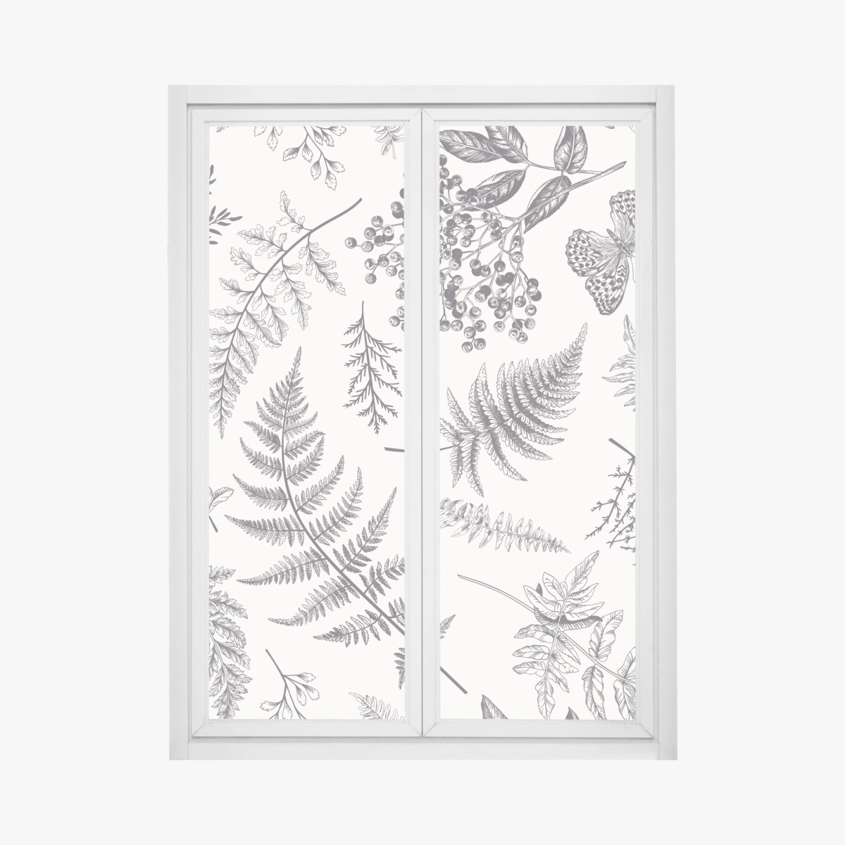 Fensteraufkleber monochromes botanisches blättermuster – Wallnifity®