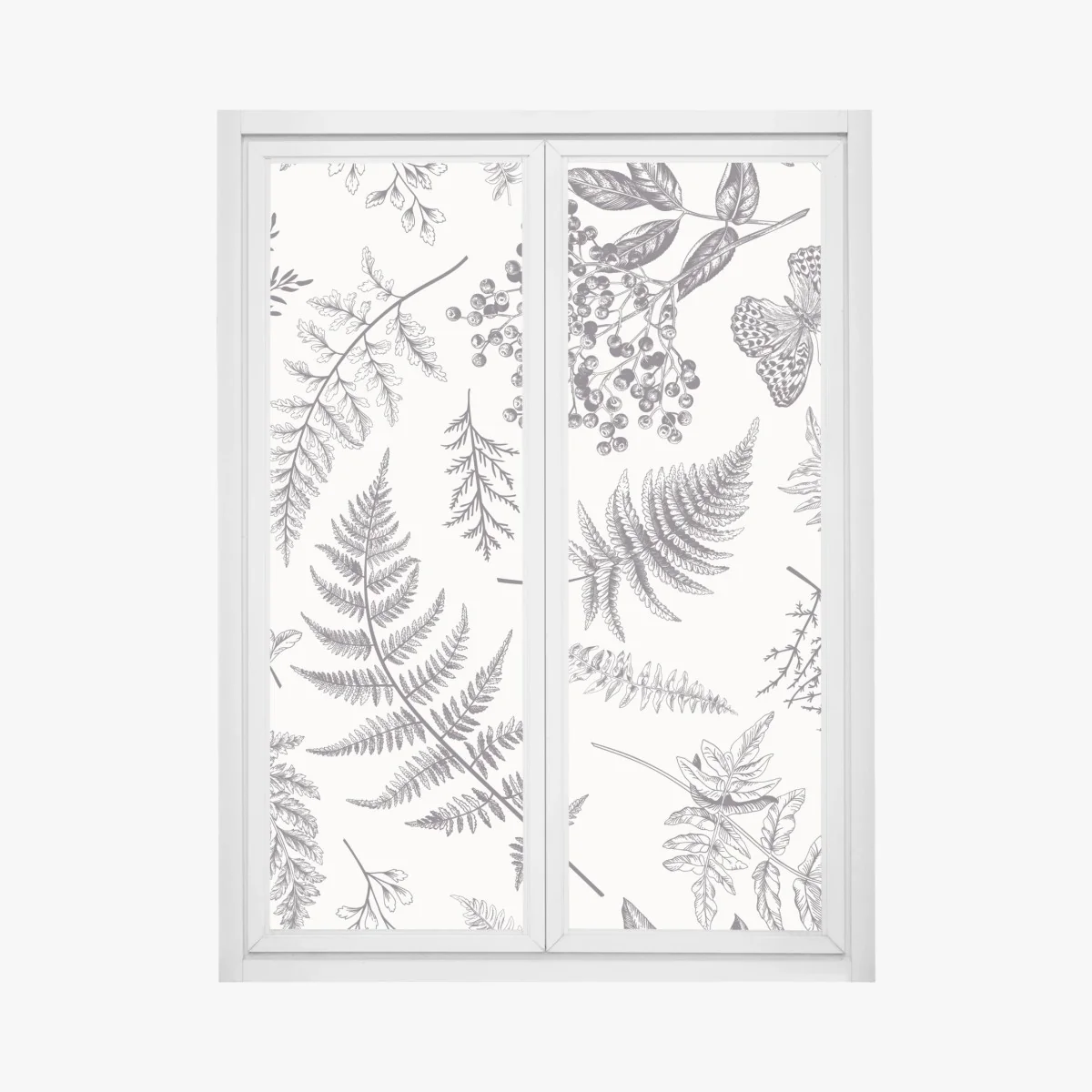 Fensteraufkleber monochromes botanisches blättermuster – Wallnifity® Fensteraufkleber monochromes botanisches blättermuster – Wallnifity®