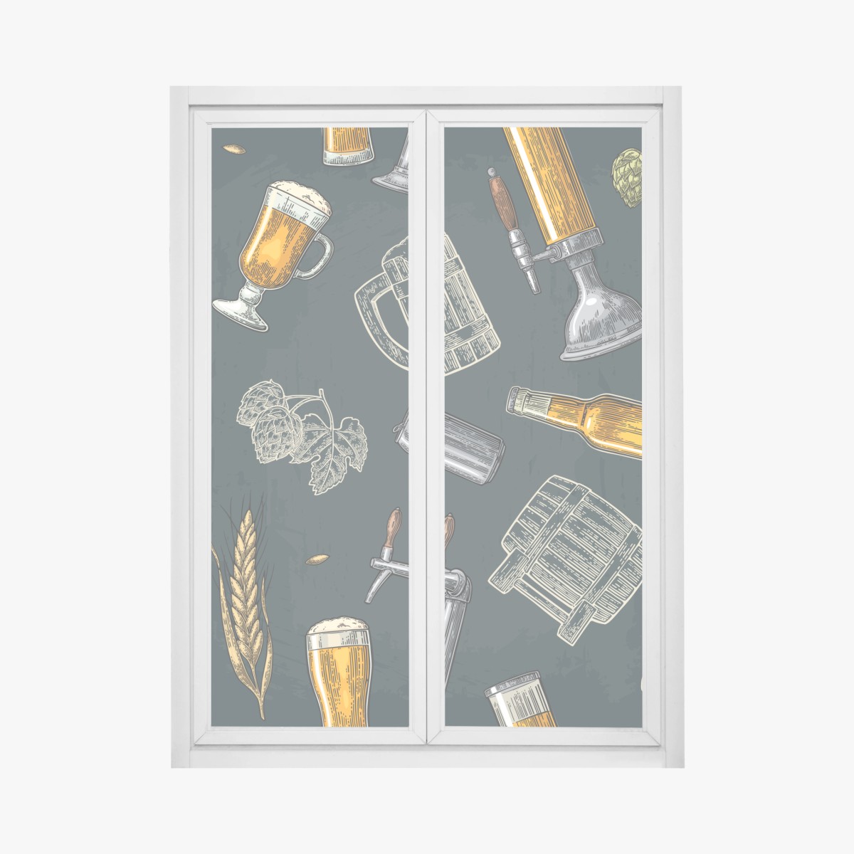 Fensteraufkleber vintage bier und brauerei muster – Wallnifity® Fensteraufkleber vintage bier und brauerei muster – Wallnifity®