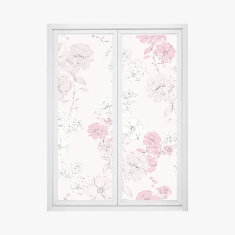 Fensteraufkleber zartes rosa blumenmuster