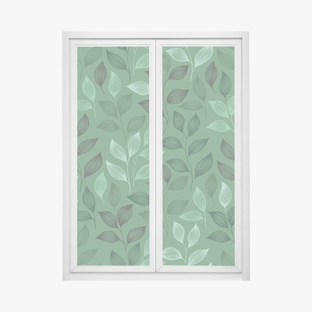Fensteraufkleber grünes botanisches blättermuster – Wallnifity®