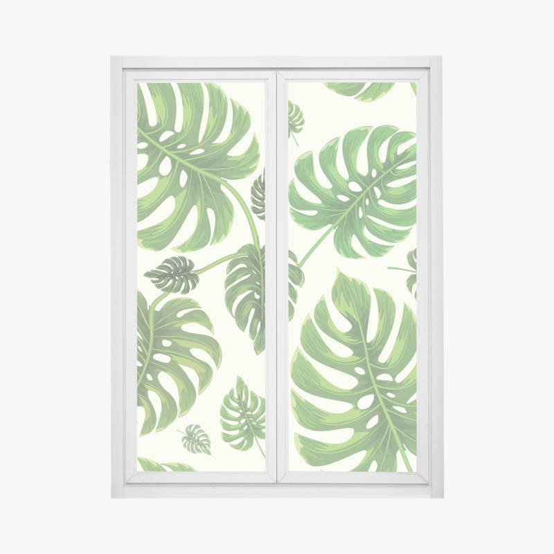 Fensteraufkleber tropisches hibiskus- und plumeria-blumenmuster – Wallnifity®
