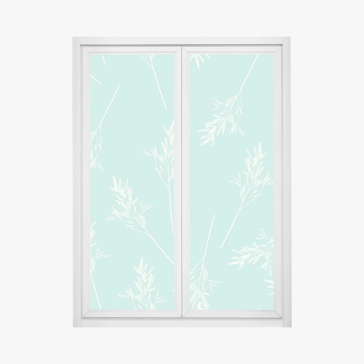 Fensteraufkleber zartes türkisfarbenes botanisches muster – Wallnifity® Fensteraufkleber zartes türkisfarbenes botanisches muster – Wallnifity®