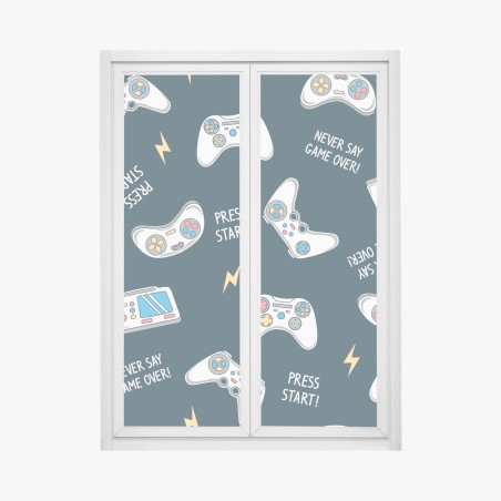 Fensteraufkleber retro-muster mit gamepads – Wallnifity®