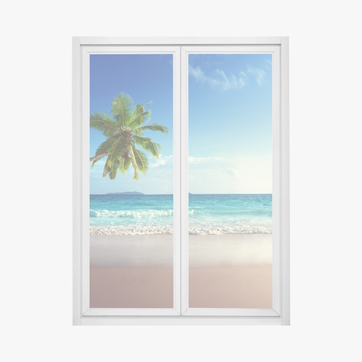 Fensteraufkleber tropischer Karibikstrand bei sonnenuntergang – Wallnifity® Fensteraufkleber tropischer Karibikstrand bei sonnenuntergang – Wallnifity®