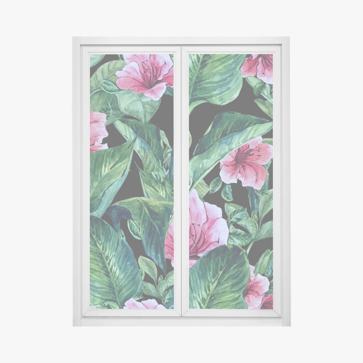 Fensteraufkleber rosa aquarellblumen auf schwarzem hintergrund – Wallnifity®