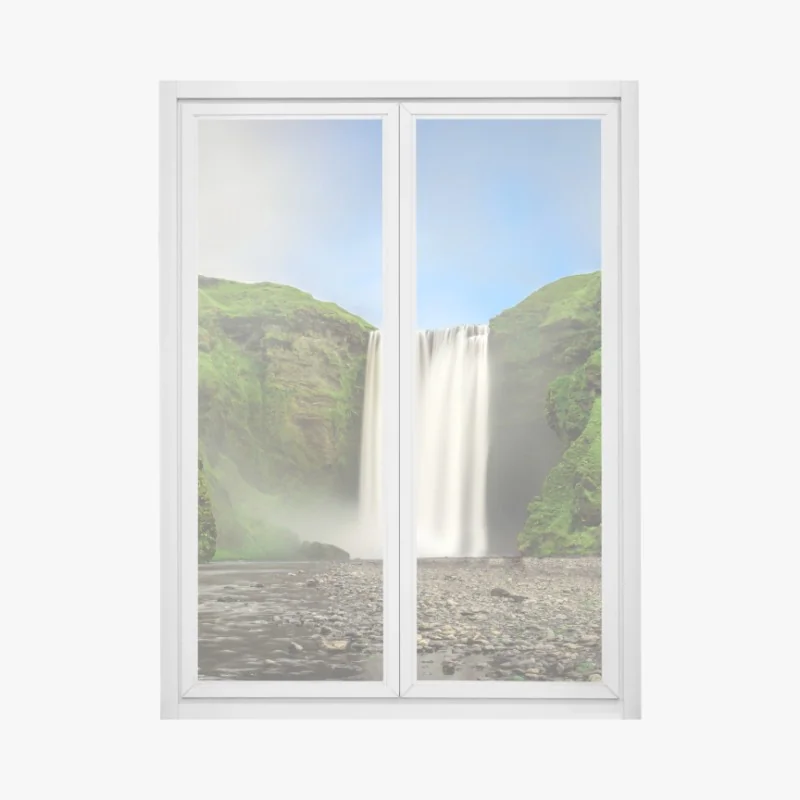 Fensteraufkleber panorama des wasserfalls Skogafoss – Wallnifity® Fensteraufkleber panorama des wasserfalls Skogafoss – Wallnifity®