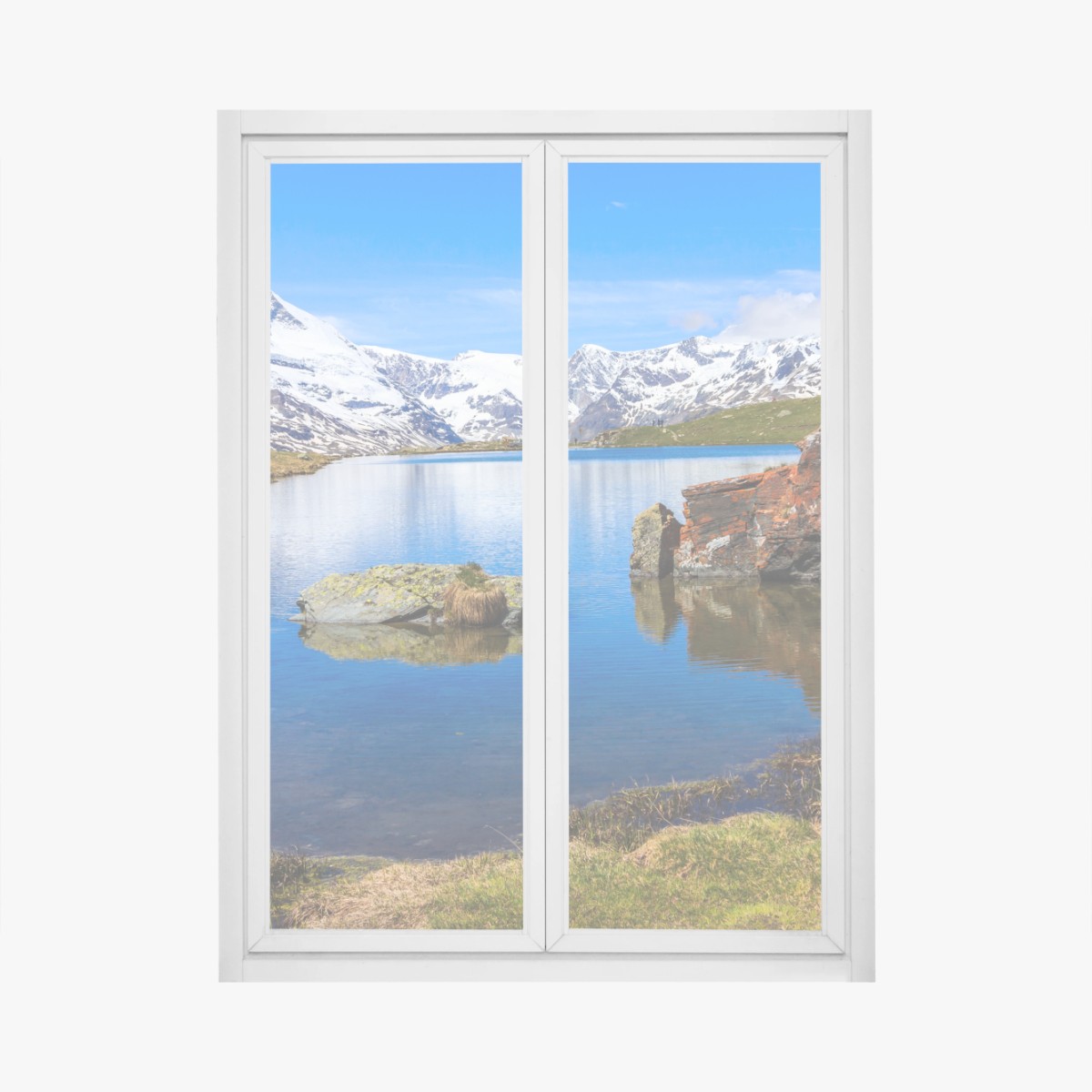 Fensteraufkleber ruhige spiegelung des Matterhorns am Stellisee, Zermatt – Wallnifity®