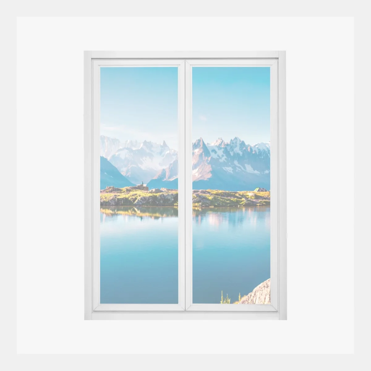 Fensteraufkleber Lac Blanc mit Blick auf Mont Blanc – Wallnifity® Fensteraufkleber Lac Blanc mit Blick auf Mont Blanc – Wallnifity®