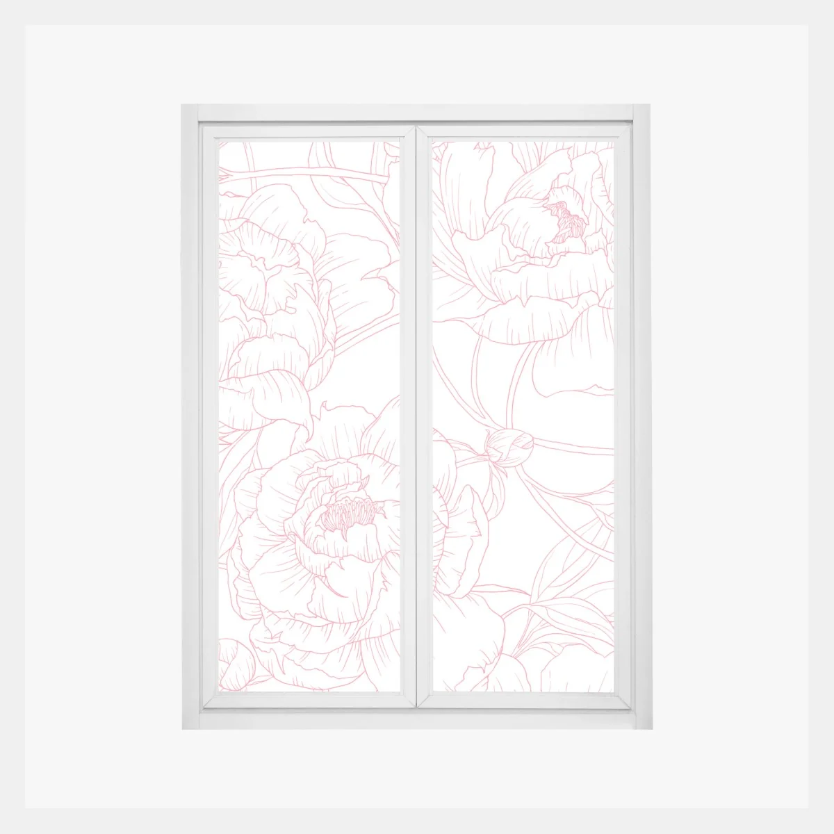 Fensteraufkleber zartes rosa paeonien-line-art-muster – Wallnifity® Fensteraufkleber zartes rosa paeonien-line-art-muster – Wallnifity®