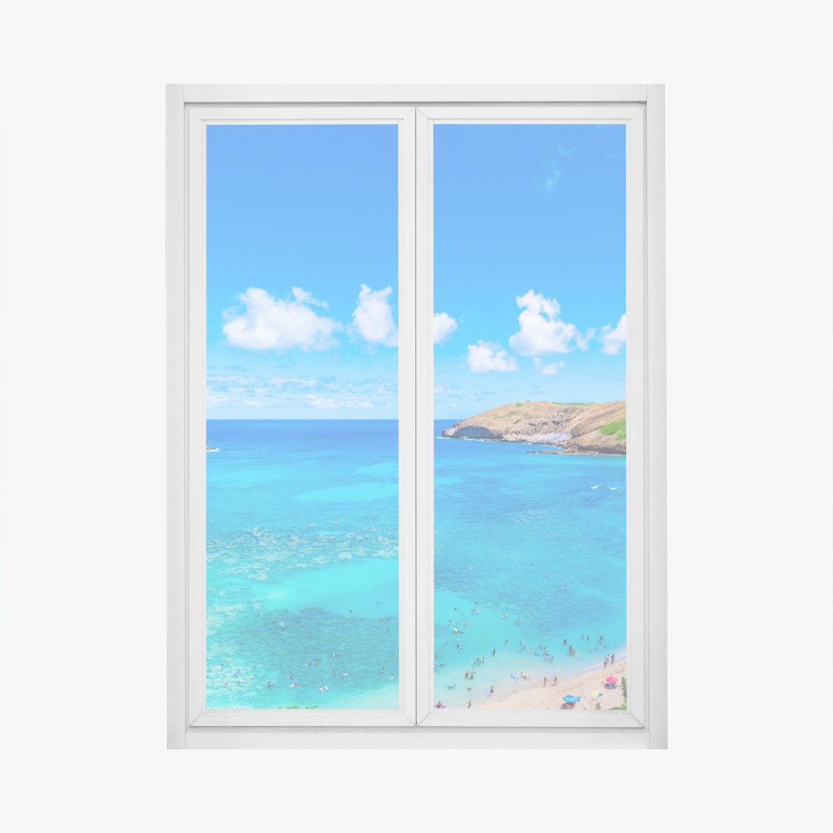 Fensteraufkleber tropische türkisfarbene bucht panorama – Wallnifity® Fensteraufkleber tropische türkisfarbene bucht panorama – Wallnifity®