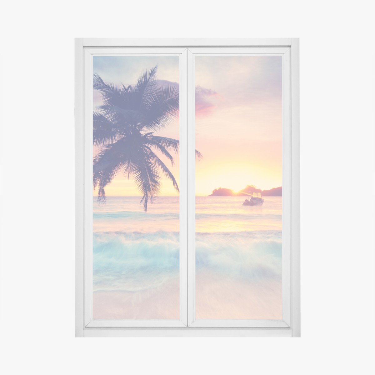 Fensteraufkleber tropischer pastellsonnenuntergang am meer – Wallnifity®