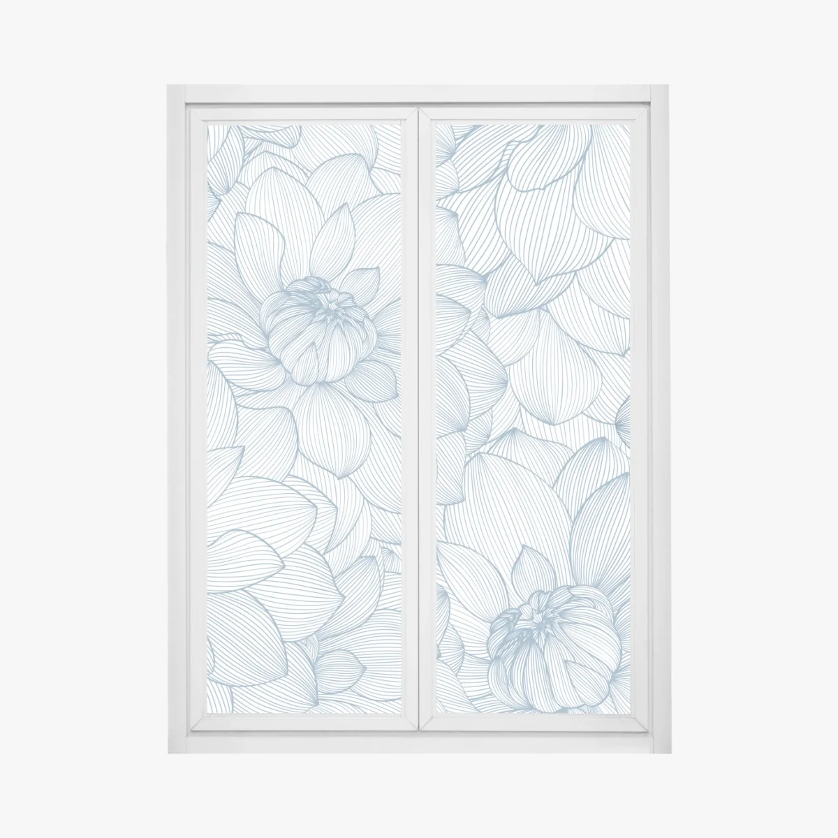 Fensteraufkleber zartes blaues blumenlinienmuster – Wallnifity® Fensteraufkleber zartes blaues blumenlinienmuster – Wallnifity®
