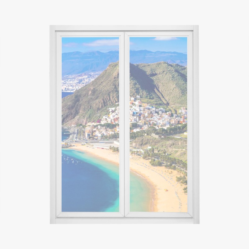 Fensteraufkleber türkis-korall abstrakte komposition – Wallnifity®