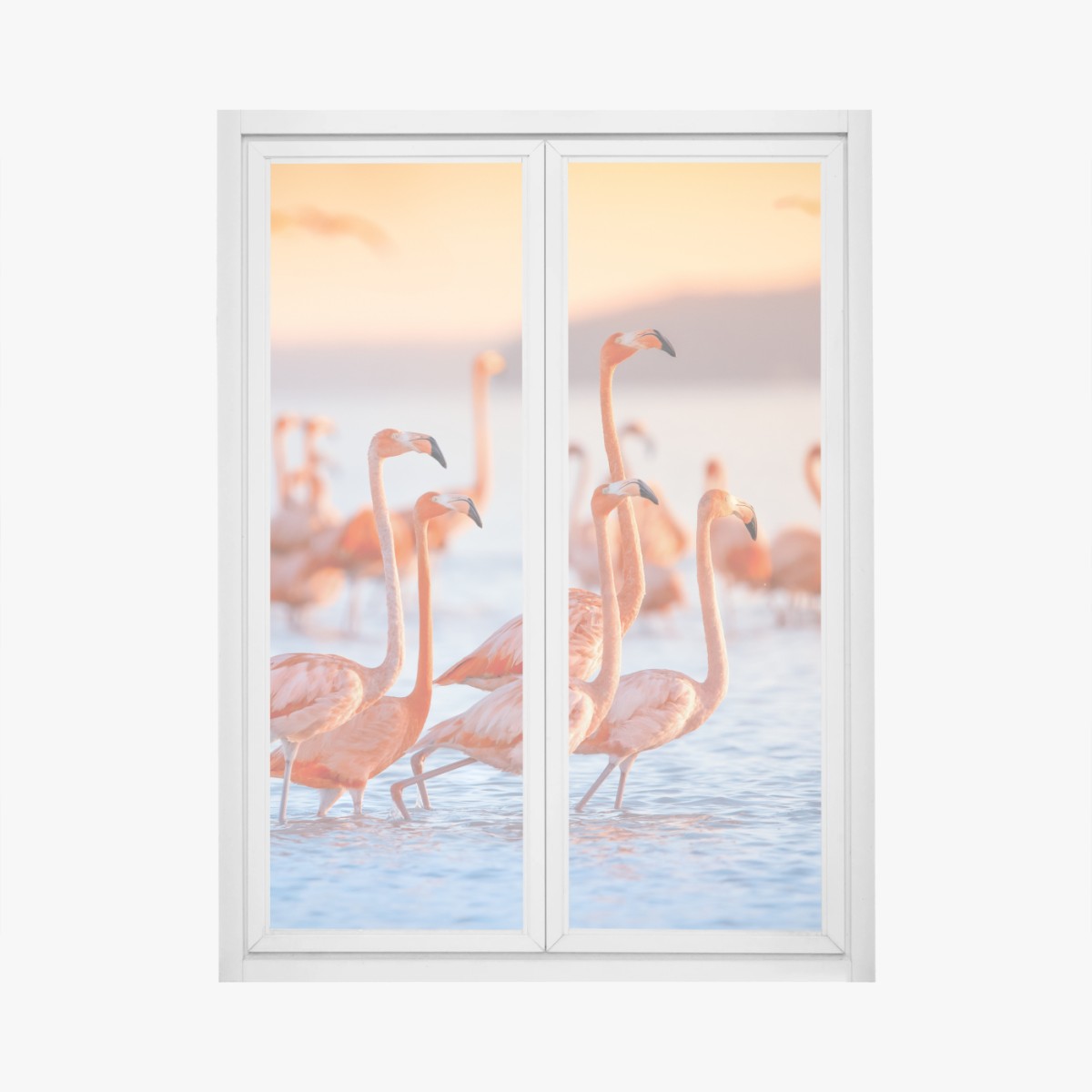 Fensteraufkleber rosa flamingos bei sonnenuntergang – Wallnifity® Fensteraufkleber rosa flamingos bei sonnenuntergang – Wallnifity®