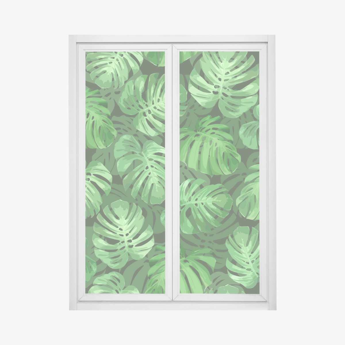 Fensteraufkleber tropisches monstera-blattmuster – Wallnifity® Fensteraufkleber tropisches monstera-blattmuster – Wallnifity®