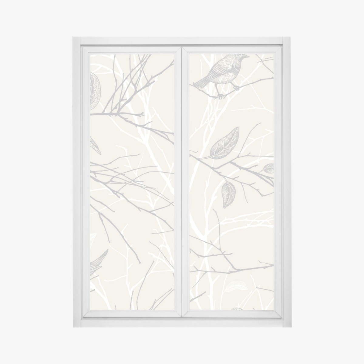 Fensteraufkleber zartes beiges muster mit vögeln und ästen – Wallnifity®