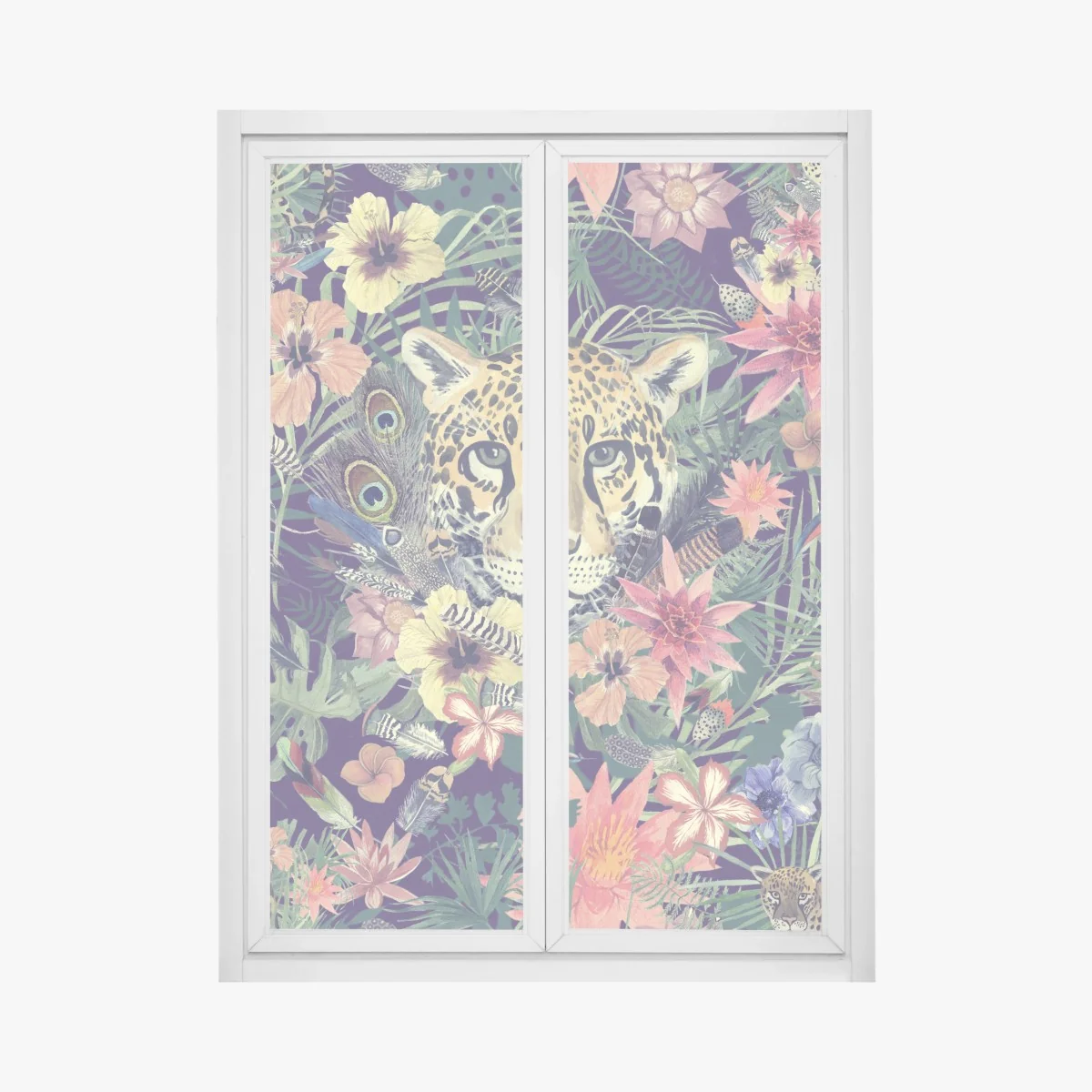 Fensteraufkleber vintage aquarell leopard im tropischen dschungel – Wallnifity®