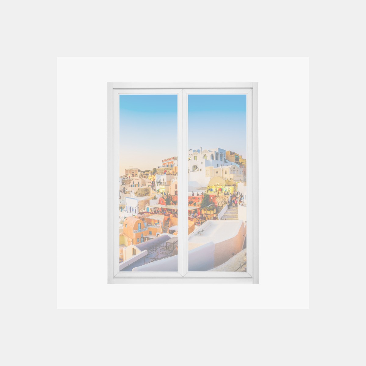 Fensteraufkleber sonnenuntergang über Santorini panoramaansicht – Wallnifity®