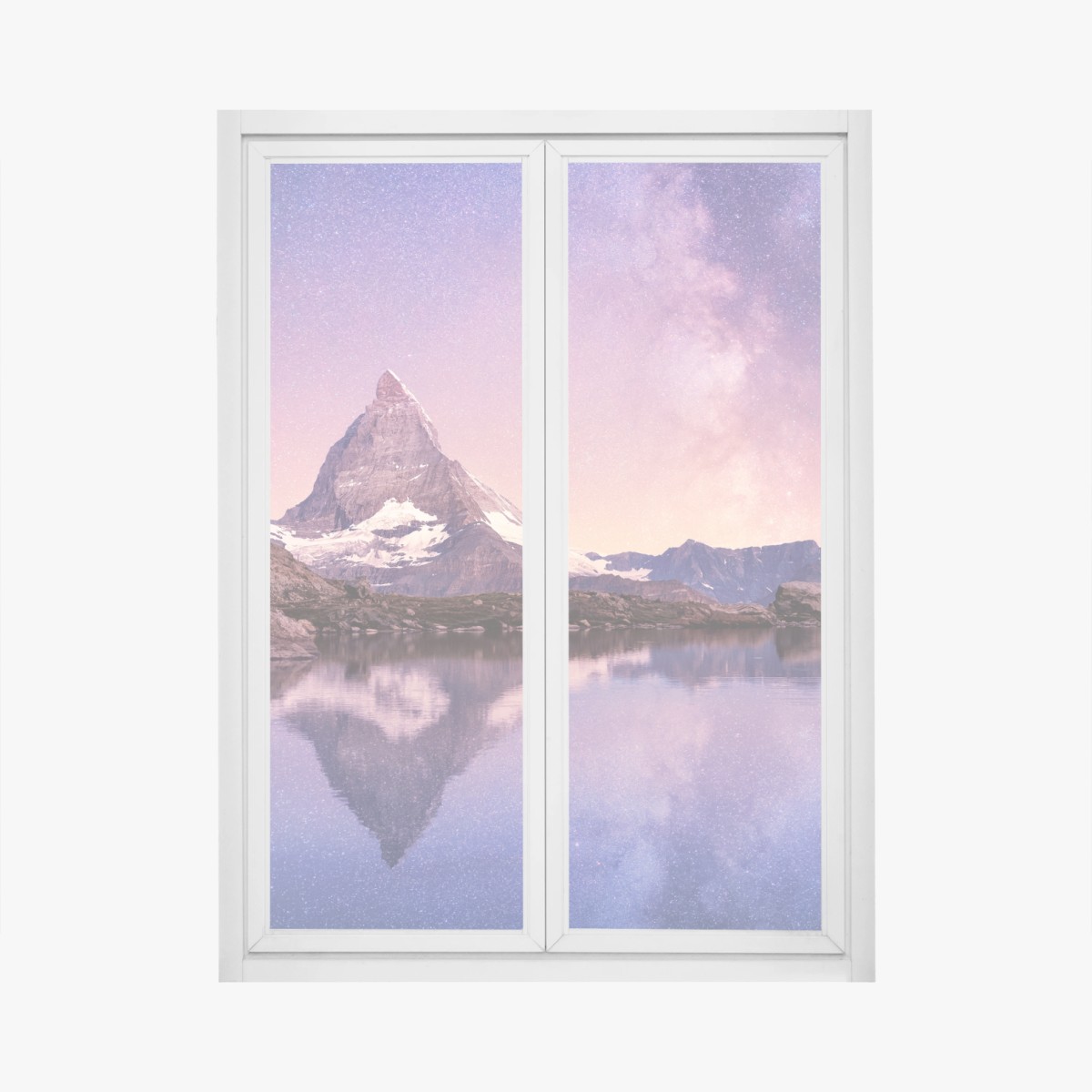 Fensteraufkleber Matterhorn unter der Milchstraße mit spiegelung – Wallnifity® Fensteraufkleber Matterhorn unter der Milchstraße mit spiegelung – Wallnifity®
