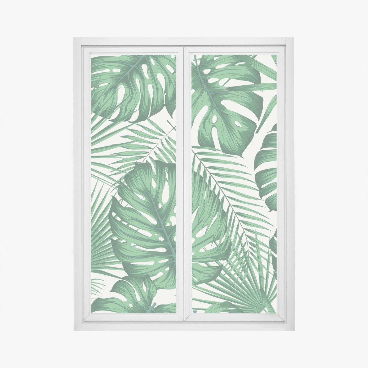 Fensteraufkleber tropisches monstera- und palmblättermuster – Wallnifity® Fensteraufkleber tropisches monstera- und palmblättermuster – Wallnifity®