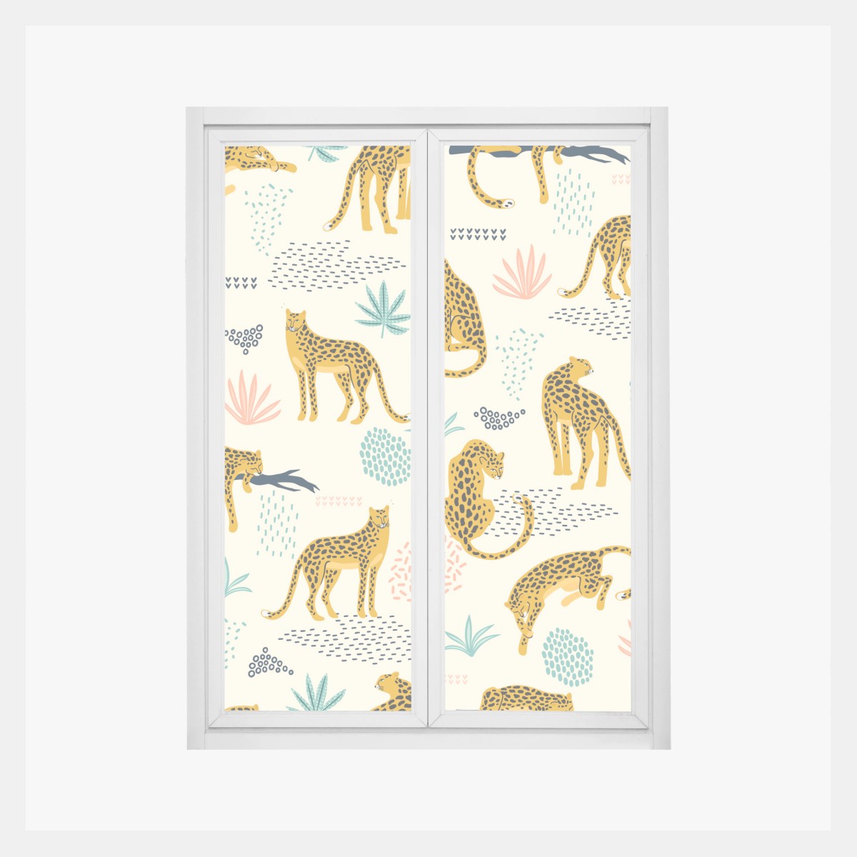 Fensteraufkleber verspieltes gepardenmuster in pastelltönen – Wallnifity® Fensteraufkleber verspieltes gepardenmuster in pastelltönen – Wallnifity®