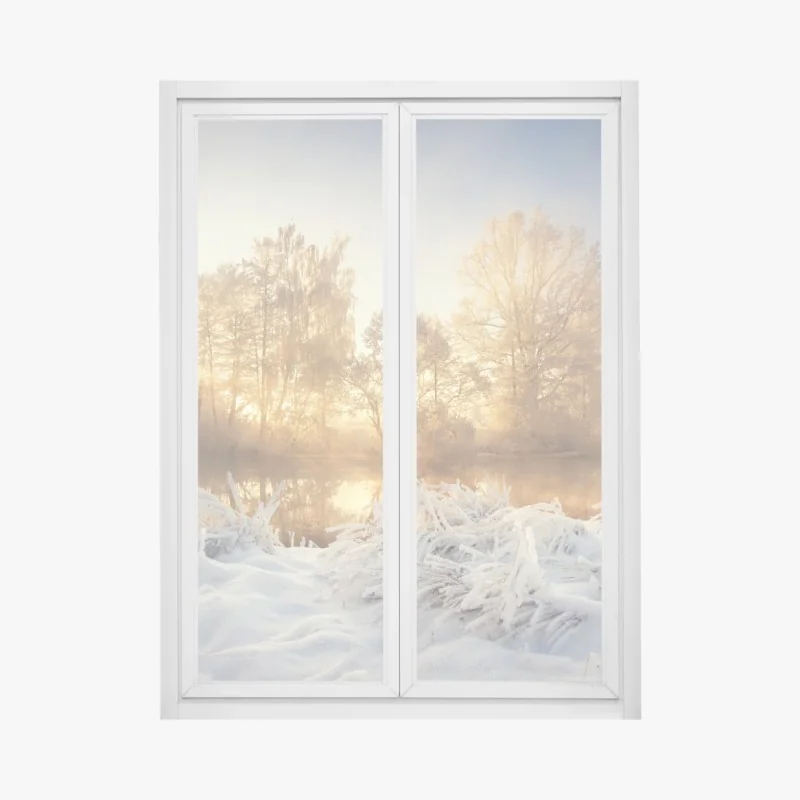 Fensteraufkleber zarter eukalyptus-aquarell blättermuster – Wallnifity®