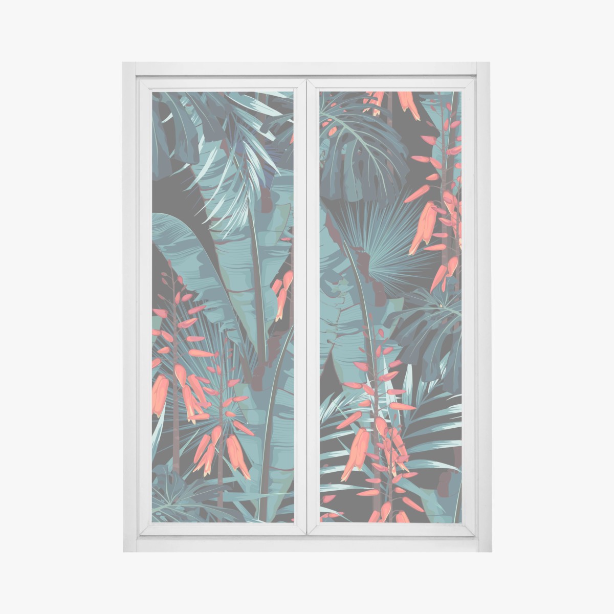 Fensteraufkleber tropisches türkis dschungelmuster – Wallnifity® Fensteraufkleber tropisches türkis dschungelmuster – Wallnifity®