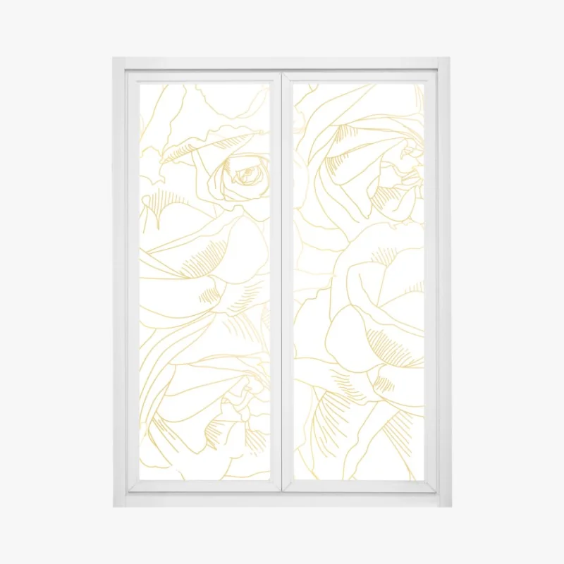 Fensteraufkleber ruhiges botanisches lotosmuster – Wallnifity®