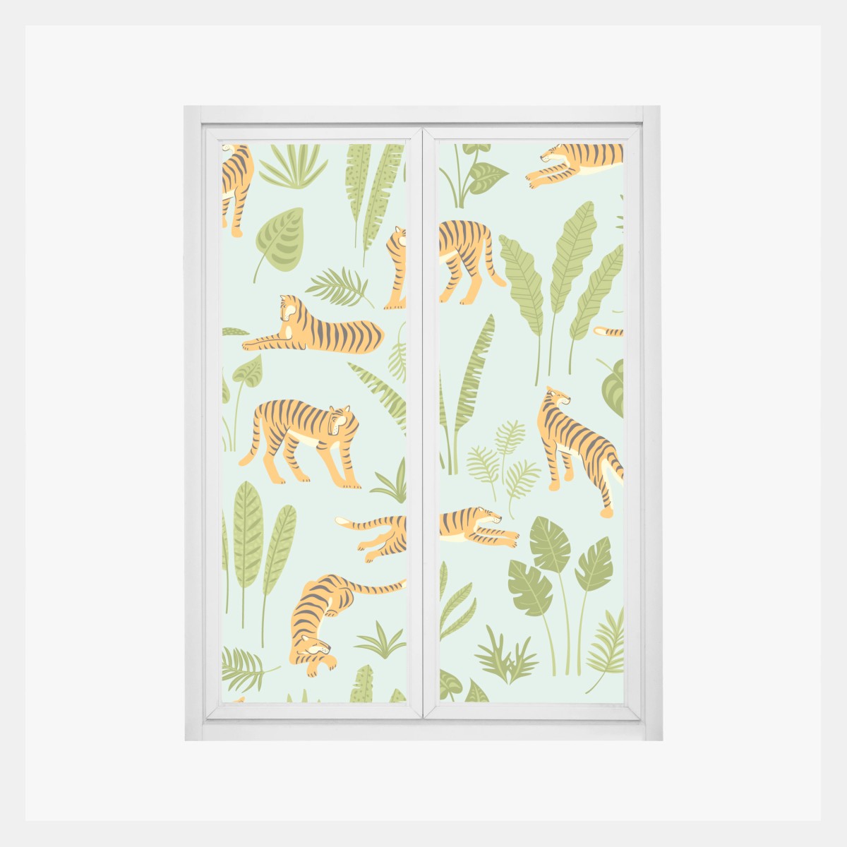 Fensteraufkleber verspieltes tiger dschungel muster – Wallnifity® Fensteraufkleber verspieltes tiger dschungel muster – Wallnifity®