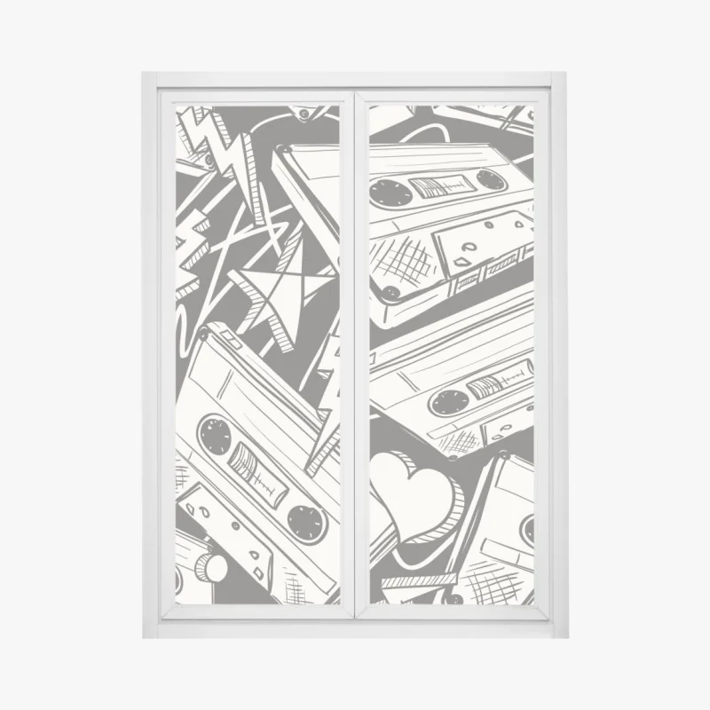 Fensteraufkleber symmetrische hängebrücke in schwarzweiß – Wallnifity®