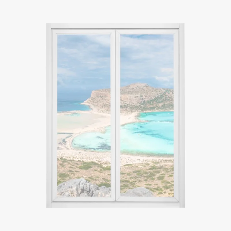 Fensteraufkleber türkisbucht in Lindos, Rhodos – Wallnifity®